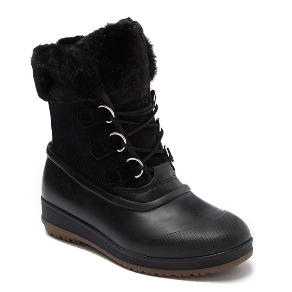 Sperry Pacifica Alpine Black Faux Fur Collar Boot Sz- 8.5 - Picture 1 of 11